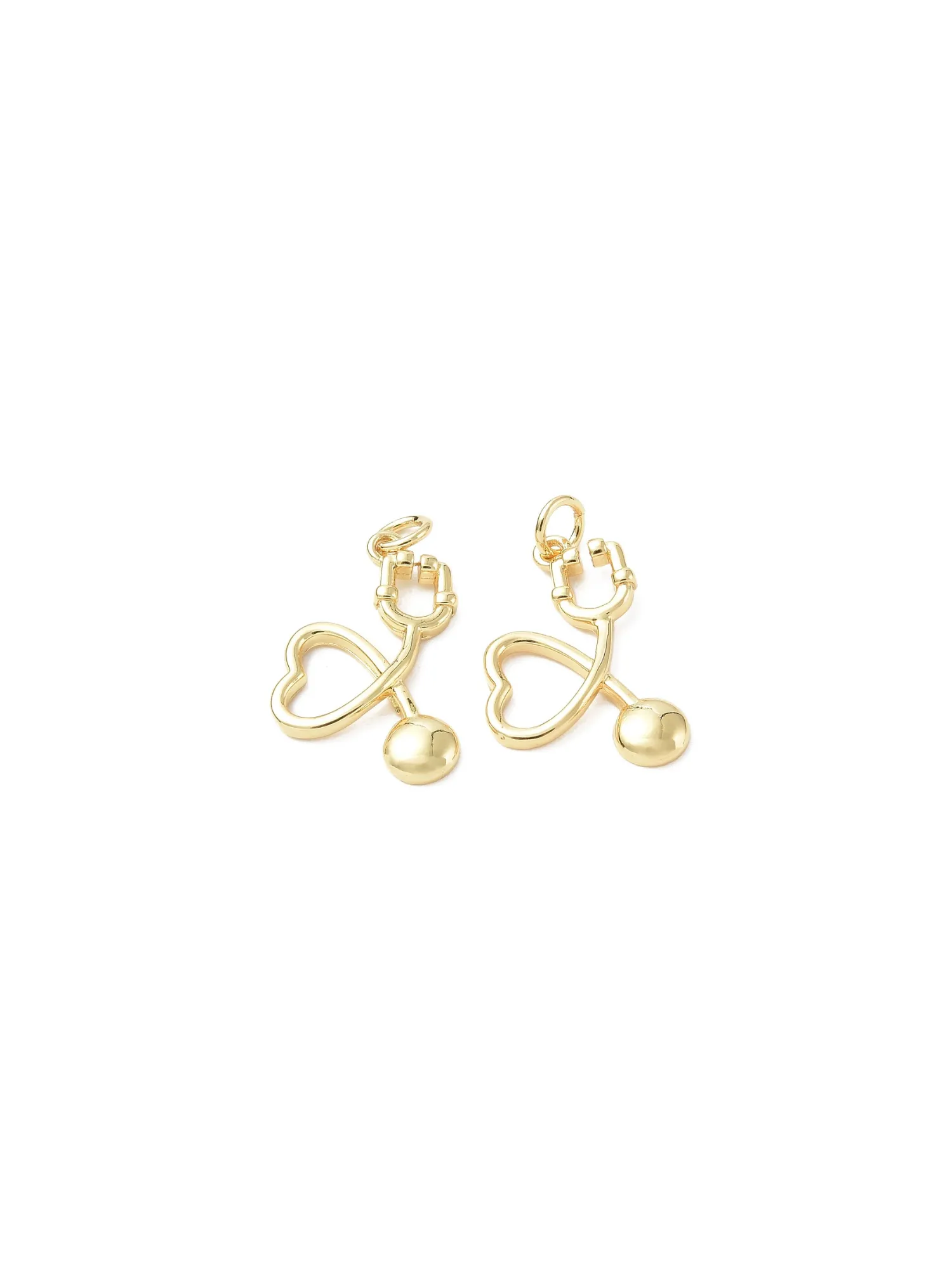 Gold Heart Stethoscope Charm