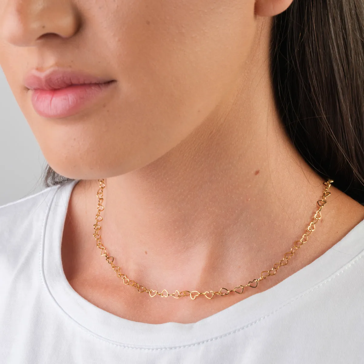 Gold Hearts Chocker Necklace