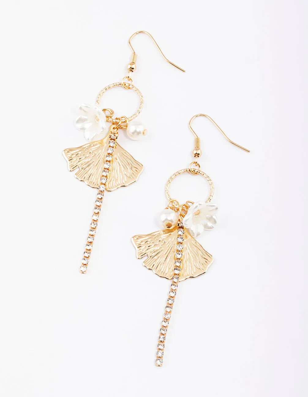 Gold Open Circle & Garden Drop Earrings