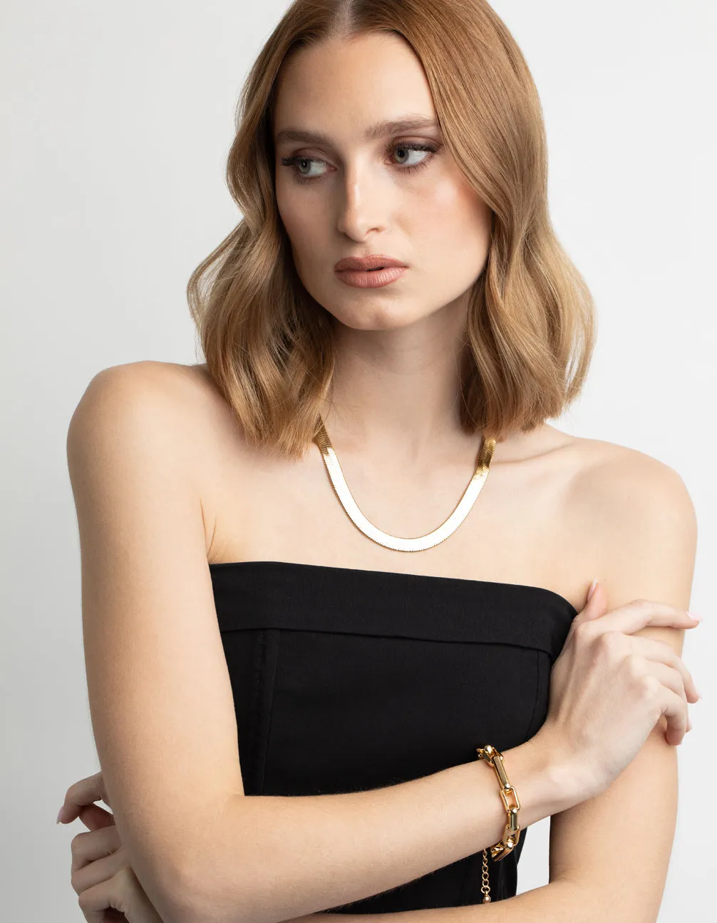 Gold Plated Rectangle Link Bracelet