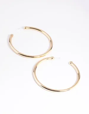 Gold Plated Smooth Hoop Earrings