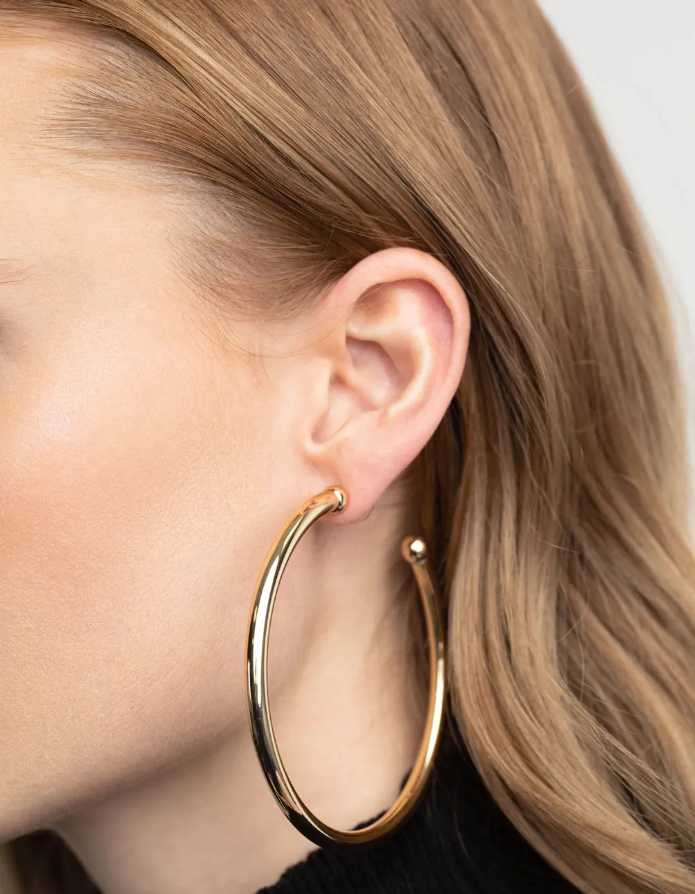 Gold Plated Smooth Hoop Earrings