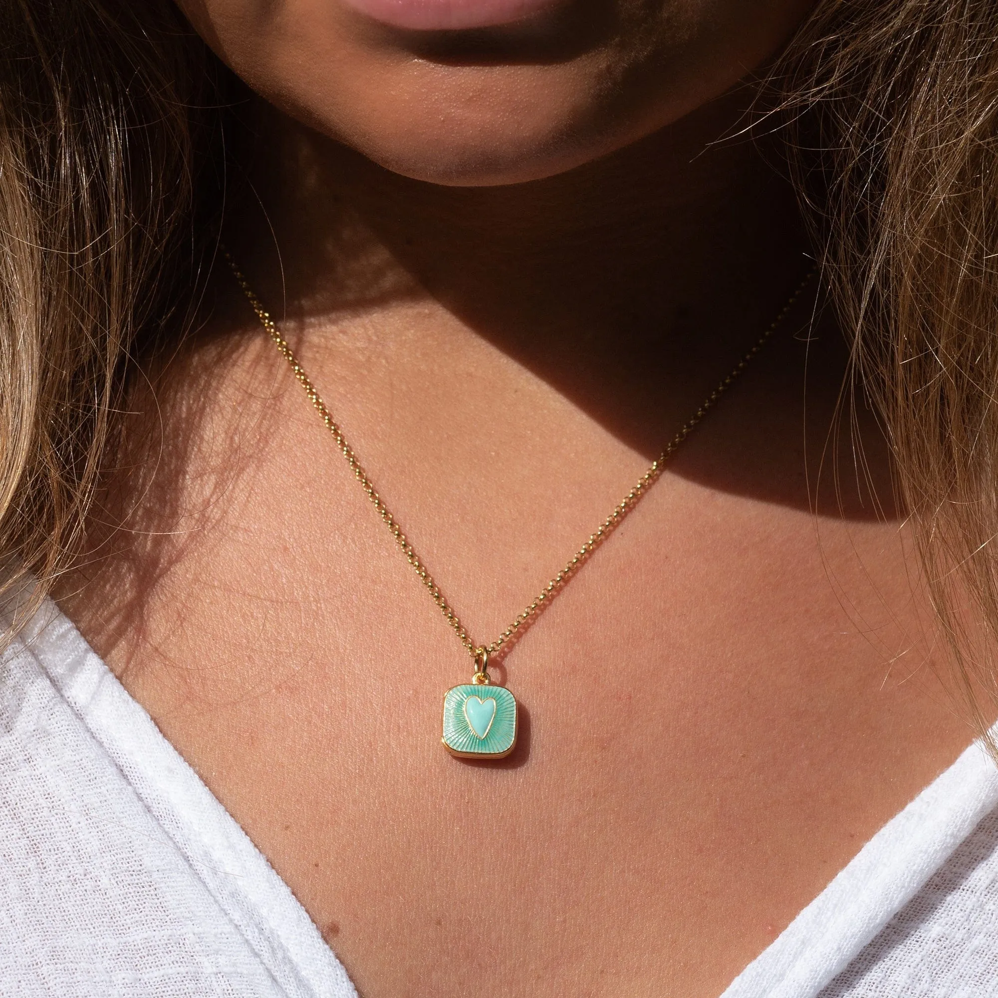 Gold Plated Turquoise Heart Locket Necklace