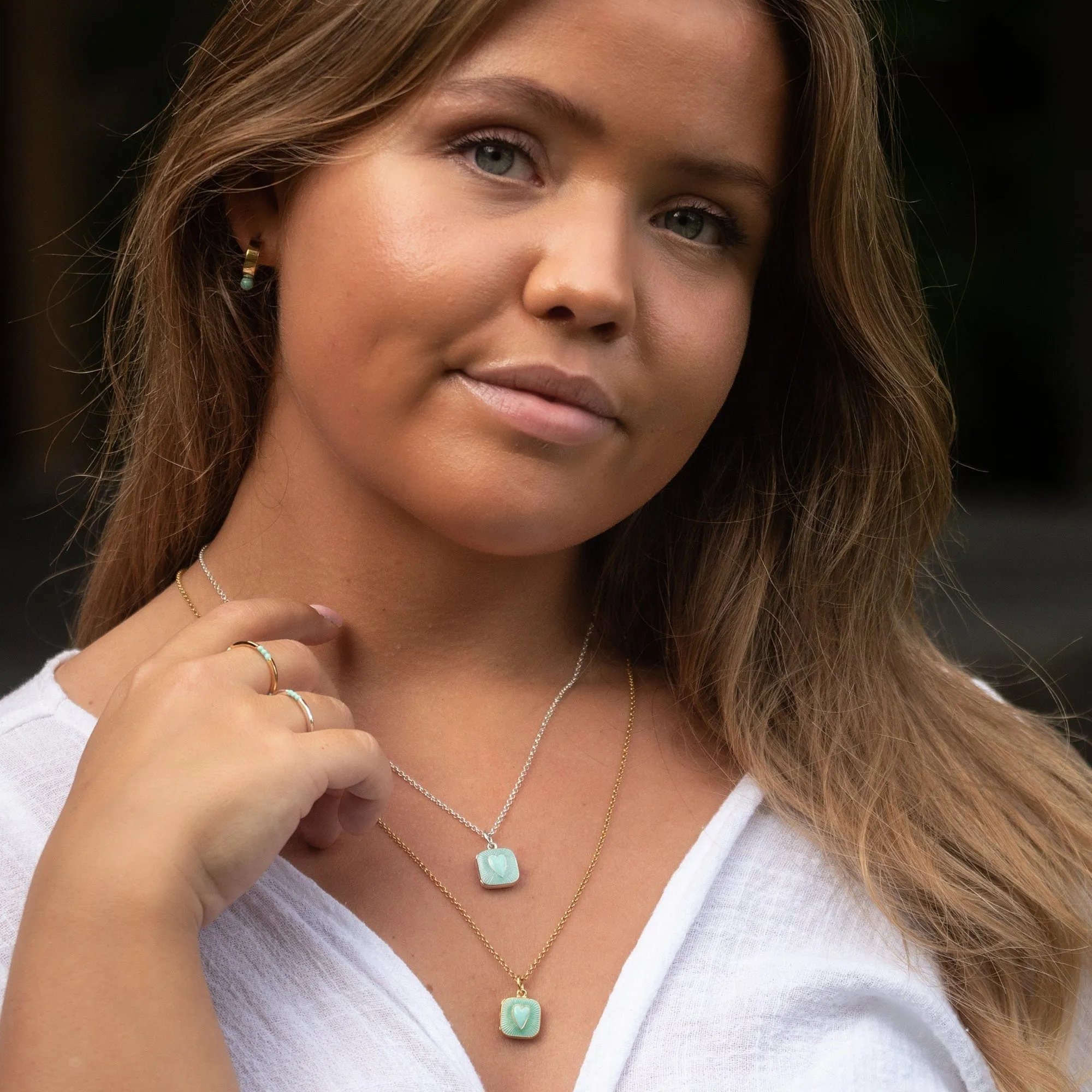 Gold Plated Turquoise Heart Locket Necklace