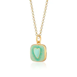 Gold Plated Turquoise Heart Locket Necklace