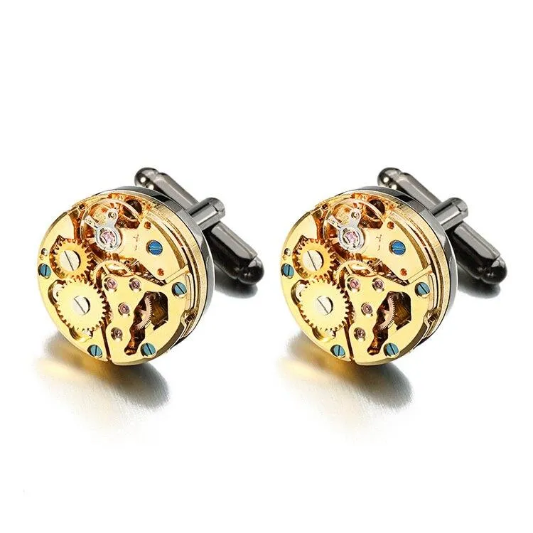 Gold-Tone Watch Movement Cufflinks