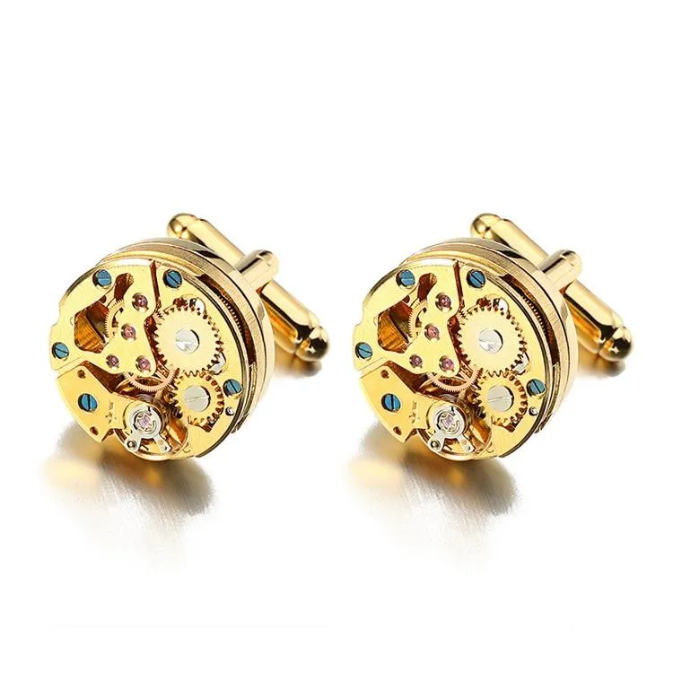 Gold-Tone Watch Movement Cufflinks
