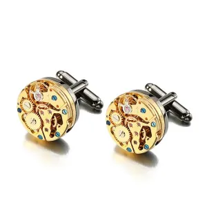 Gold-Tone Watch Movement Cufflinks
