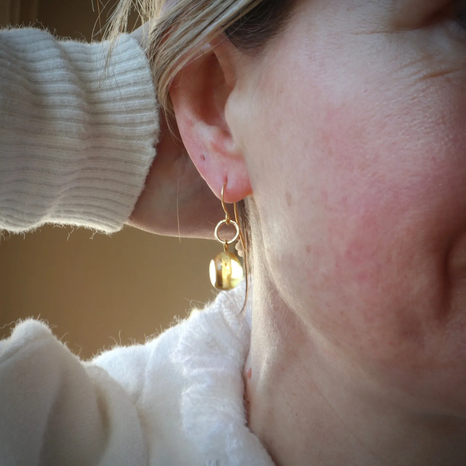 Golden yellow Glass Earrings