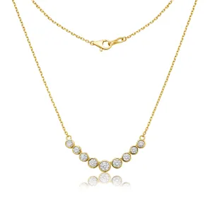Graduated Diamond Bar Necklace (1.50 ct.) Bezel Setting in 14K Gold