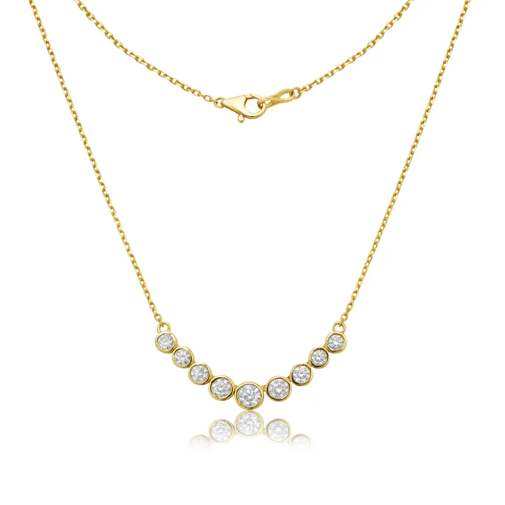Graduated Diamond Bar Necklace (1.50 ct.) Bezel Setting in 14K Gold