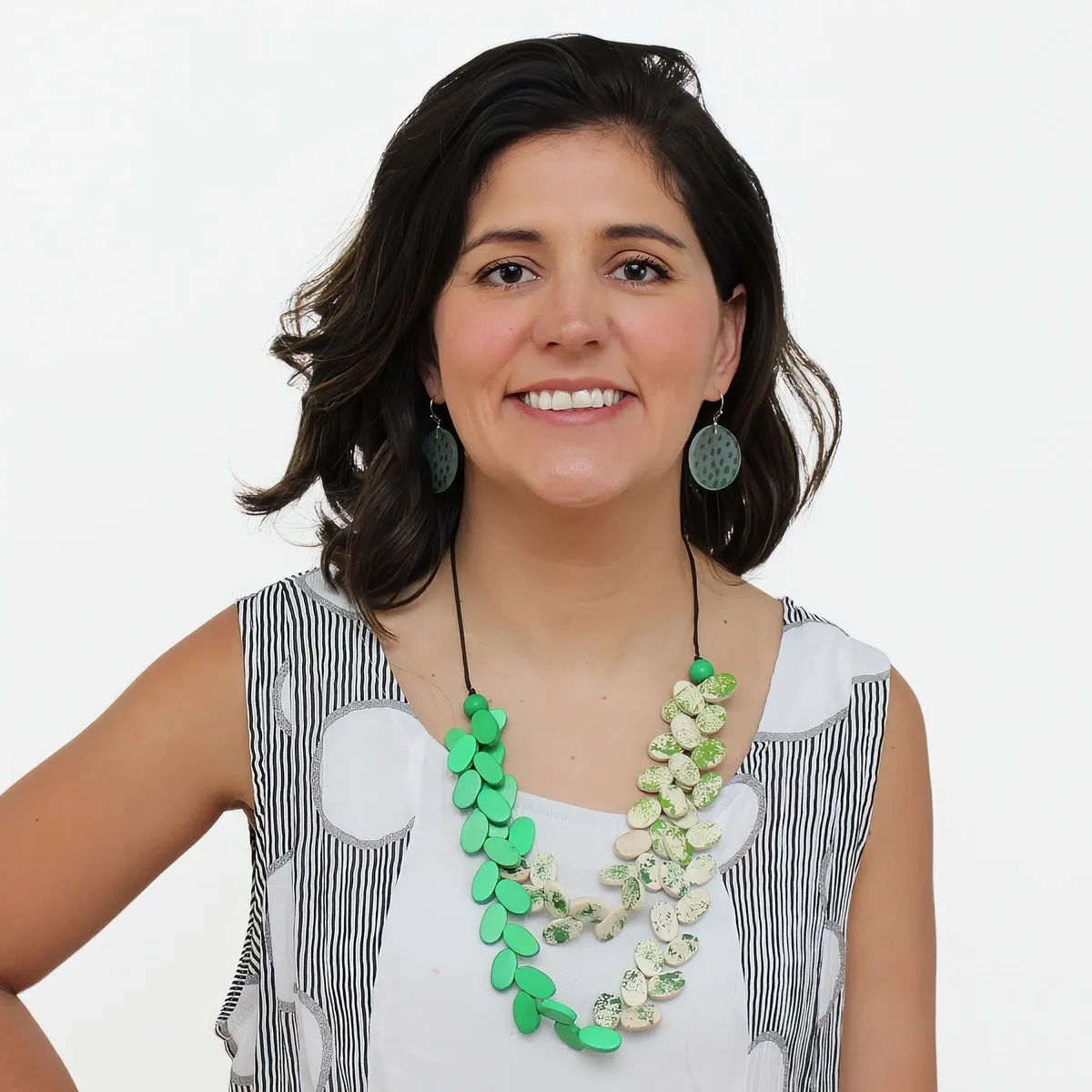 Green Splatter Double Strand Necklace