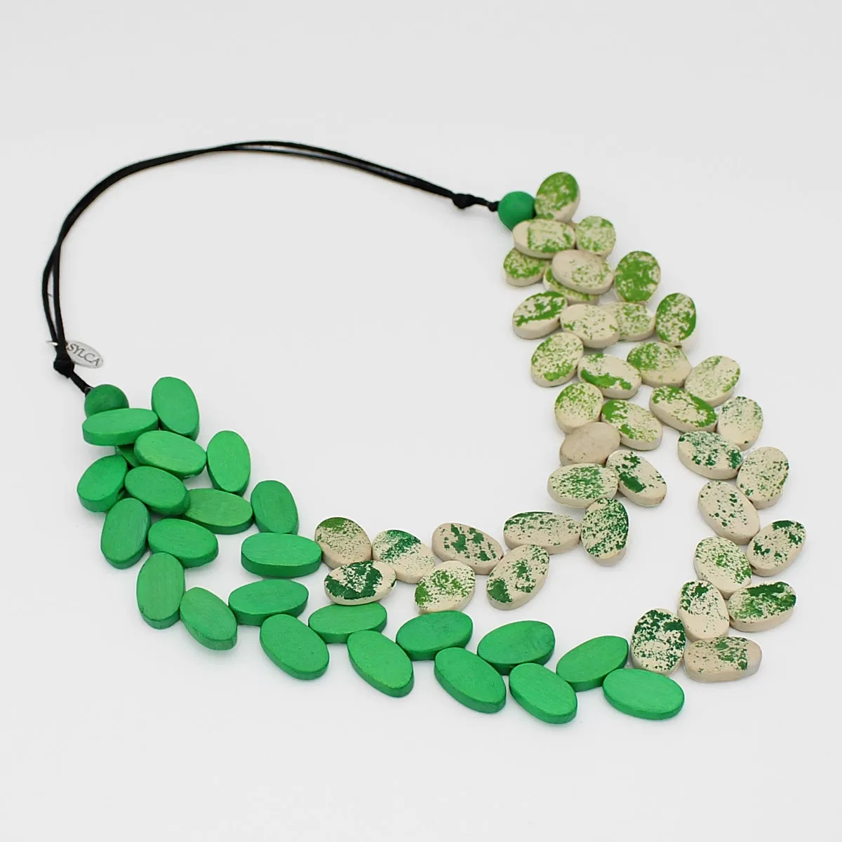 Green Splatter Double Strand Necklace