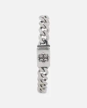 Guess Mainline 10mm 4G Rebel Curb Chain Bracelet Silver