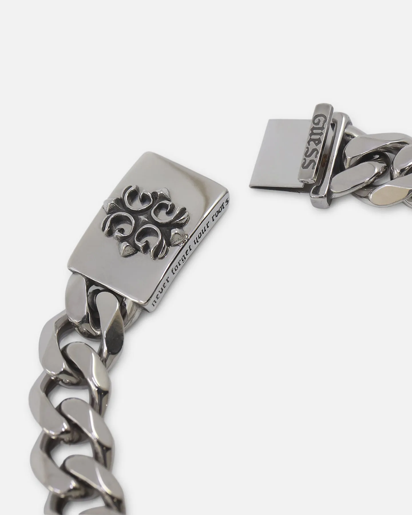 Guess Mainline 10mm 4G Rebel Curb Chain Bracelet Silver