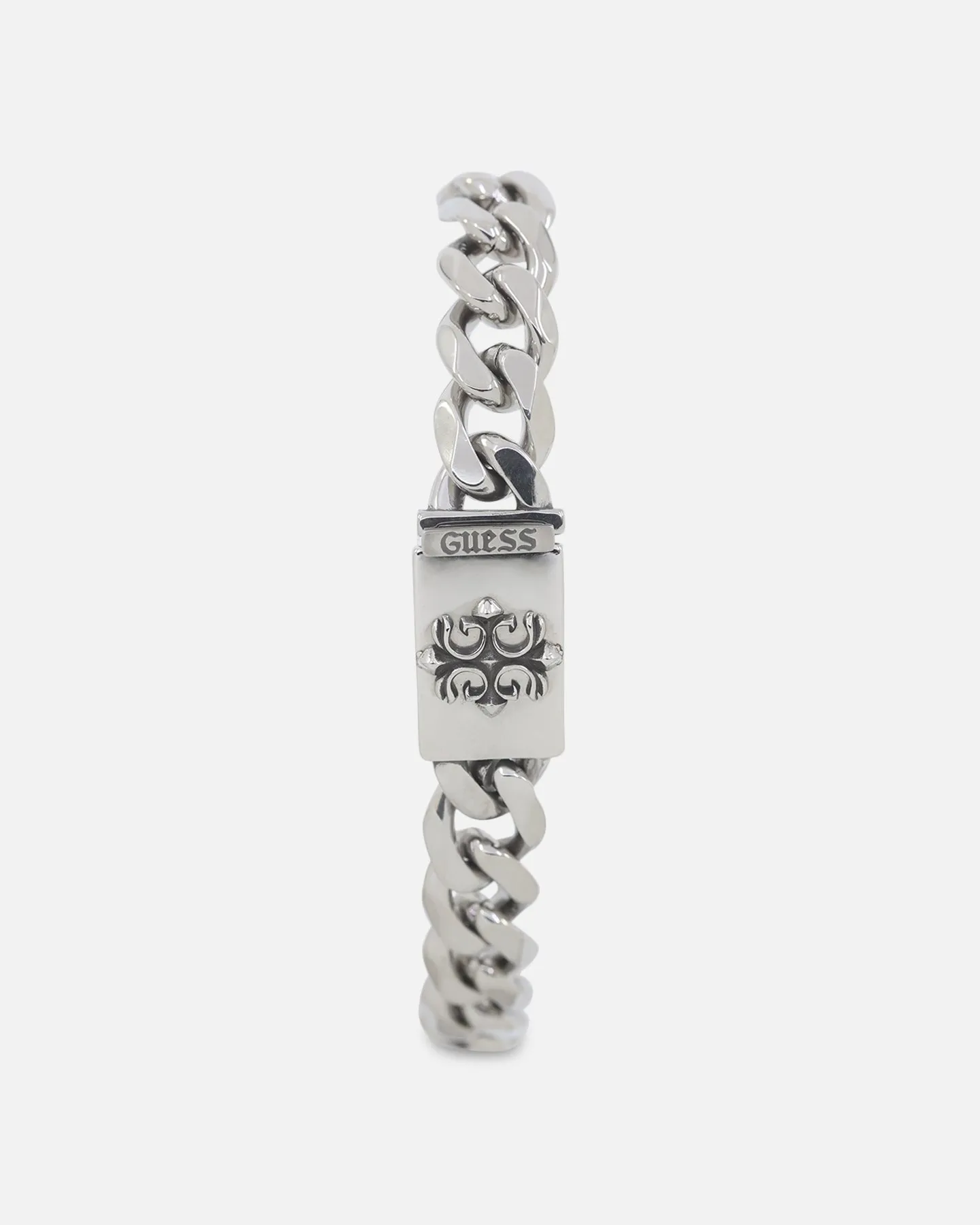Guess Mainline 10mm 4G Rebel Curb Chain Bracelet Silver