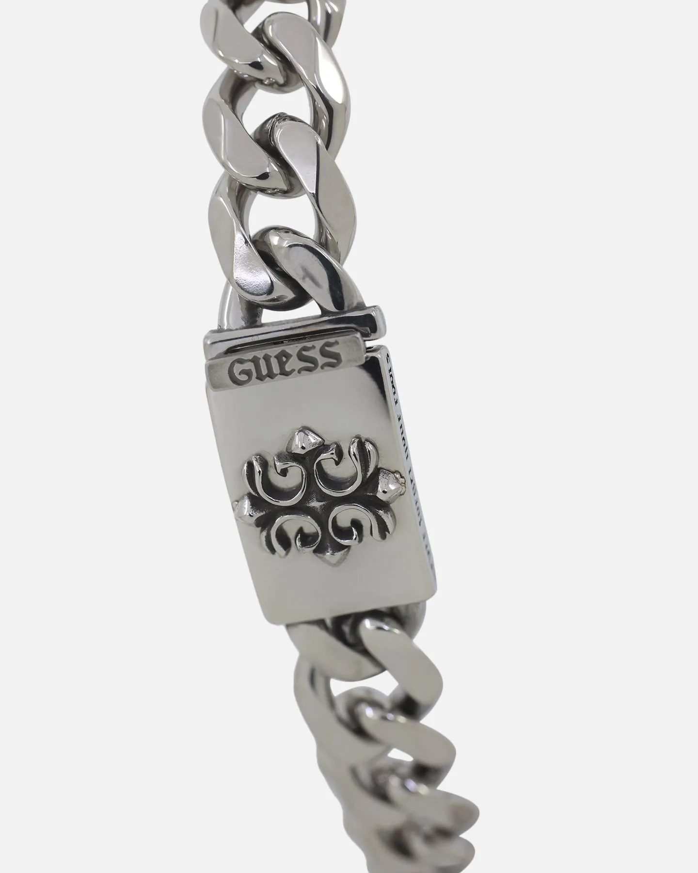 Guess Mainline 10mm 4G Rebel Curb Chain Bracelet Silver