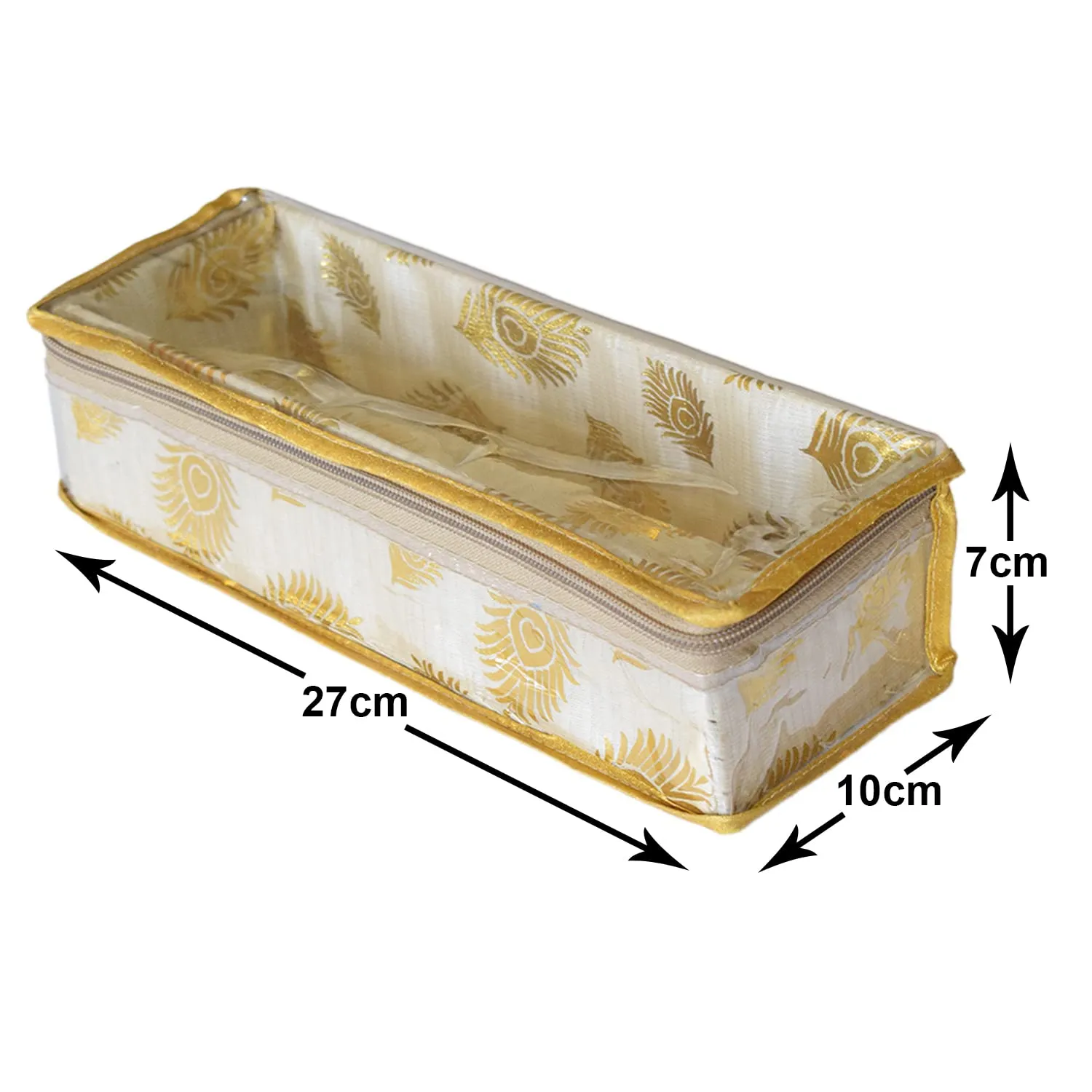 Heart Home Feather Design Laminated 1 Rod Box, Organizer For Bangle, Watches, Bracelets, Jewellery With Tranasparent Top (Gold)-47HH0170