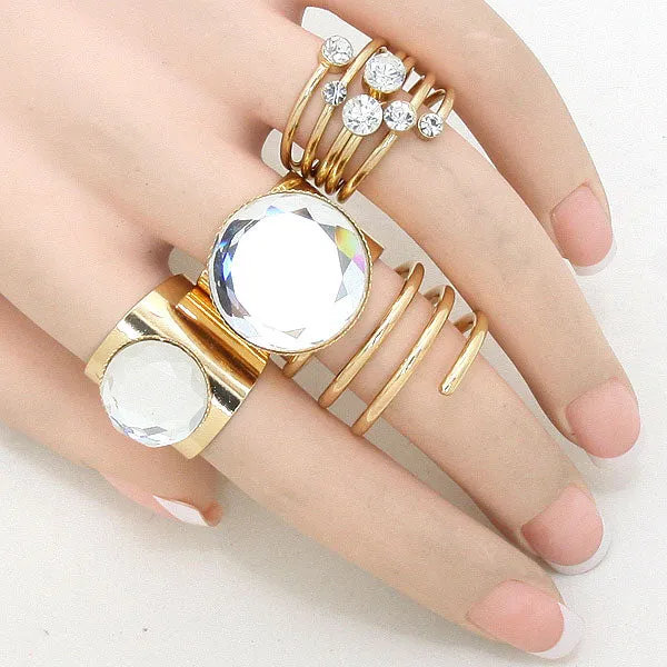 iLLASPARKZ Chunky Crystal Ring Set