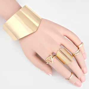 iLLASPARKZ Chunky Metal Cuff Bracelet With Rings