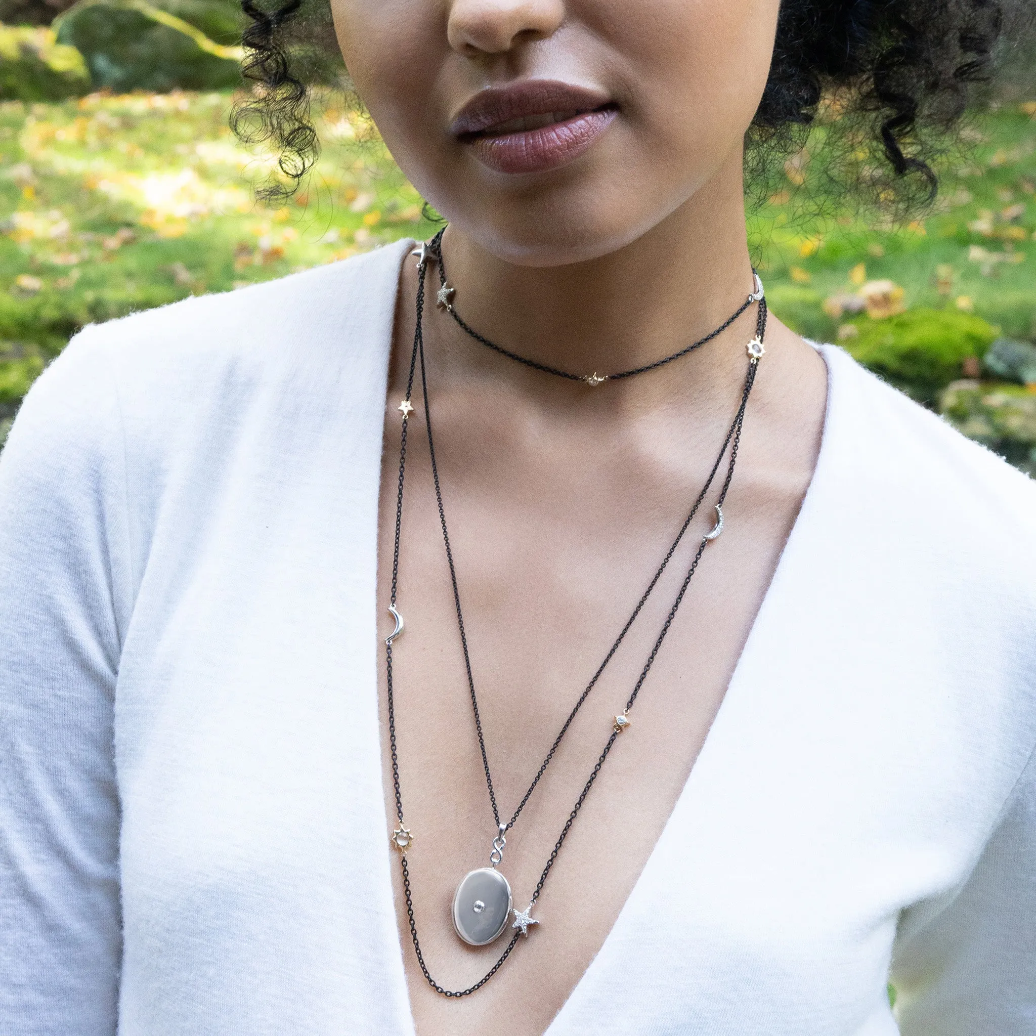 Infinity White Sapphire Locket Necklace