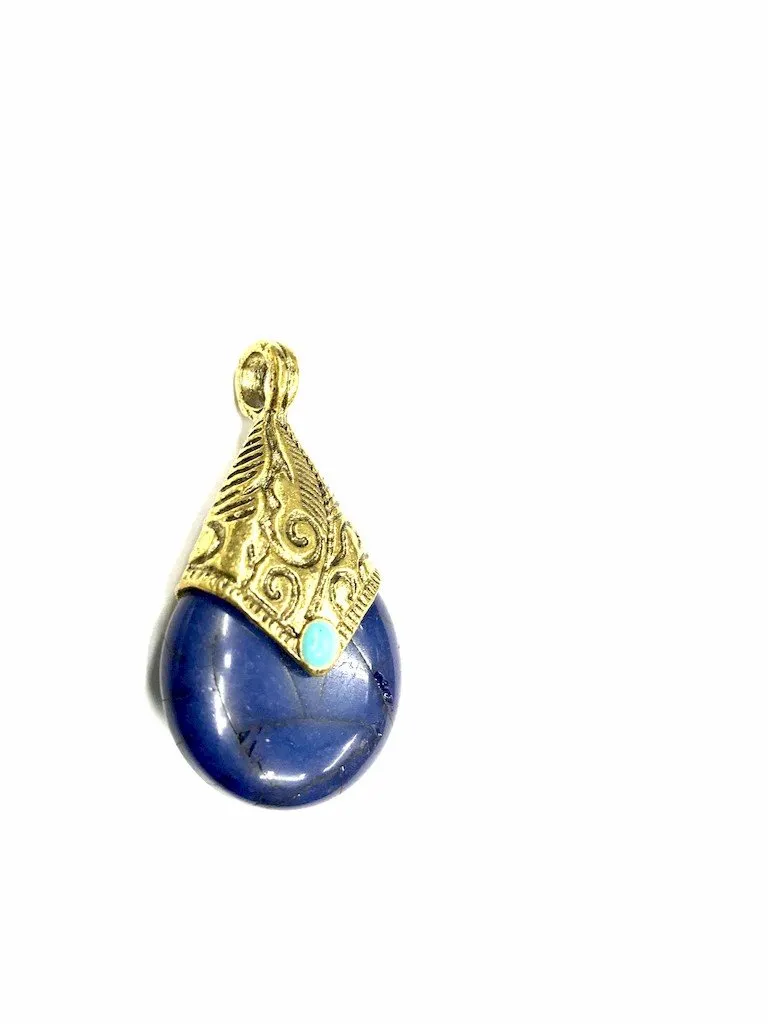 Ink Blue Pendant With Metal Cap