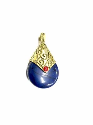 Ink Blue Pendant With Metal Cap