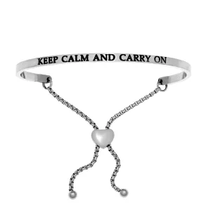 Intuitions Stainless Steel KEEP CALM AND CARRY ON Diamond Accent Adjustable Bracelet