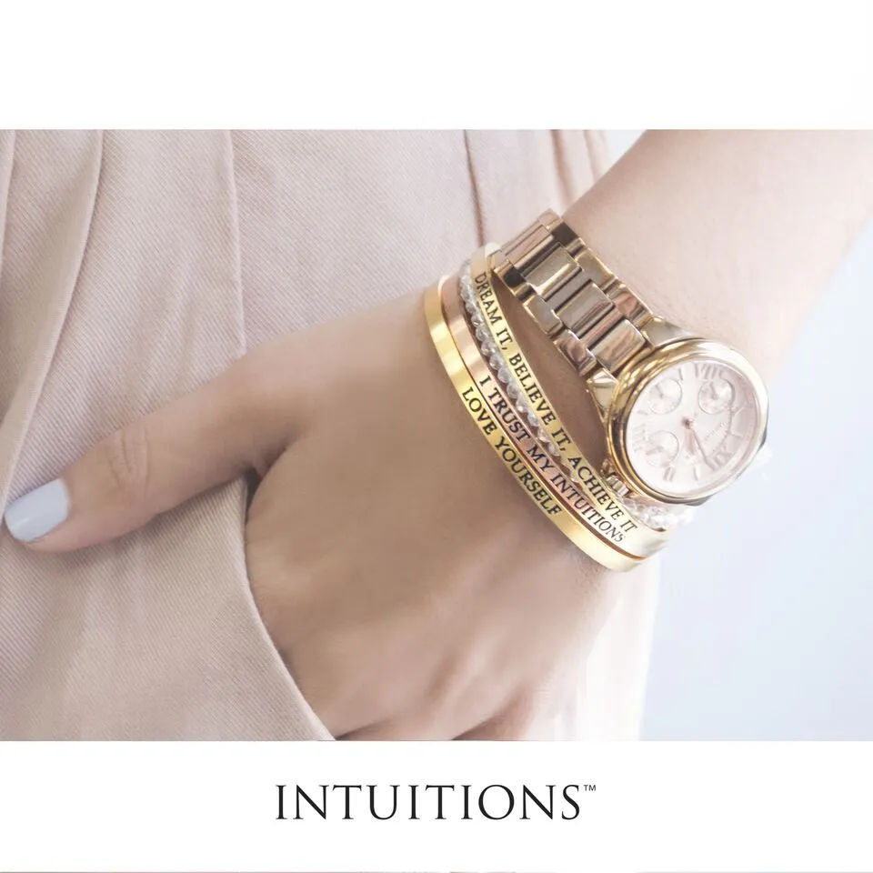 Intuitions Stainless Steel KEEP CALM AND CARRY ON Diamond Accent Adjustable Bracelet