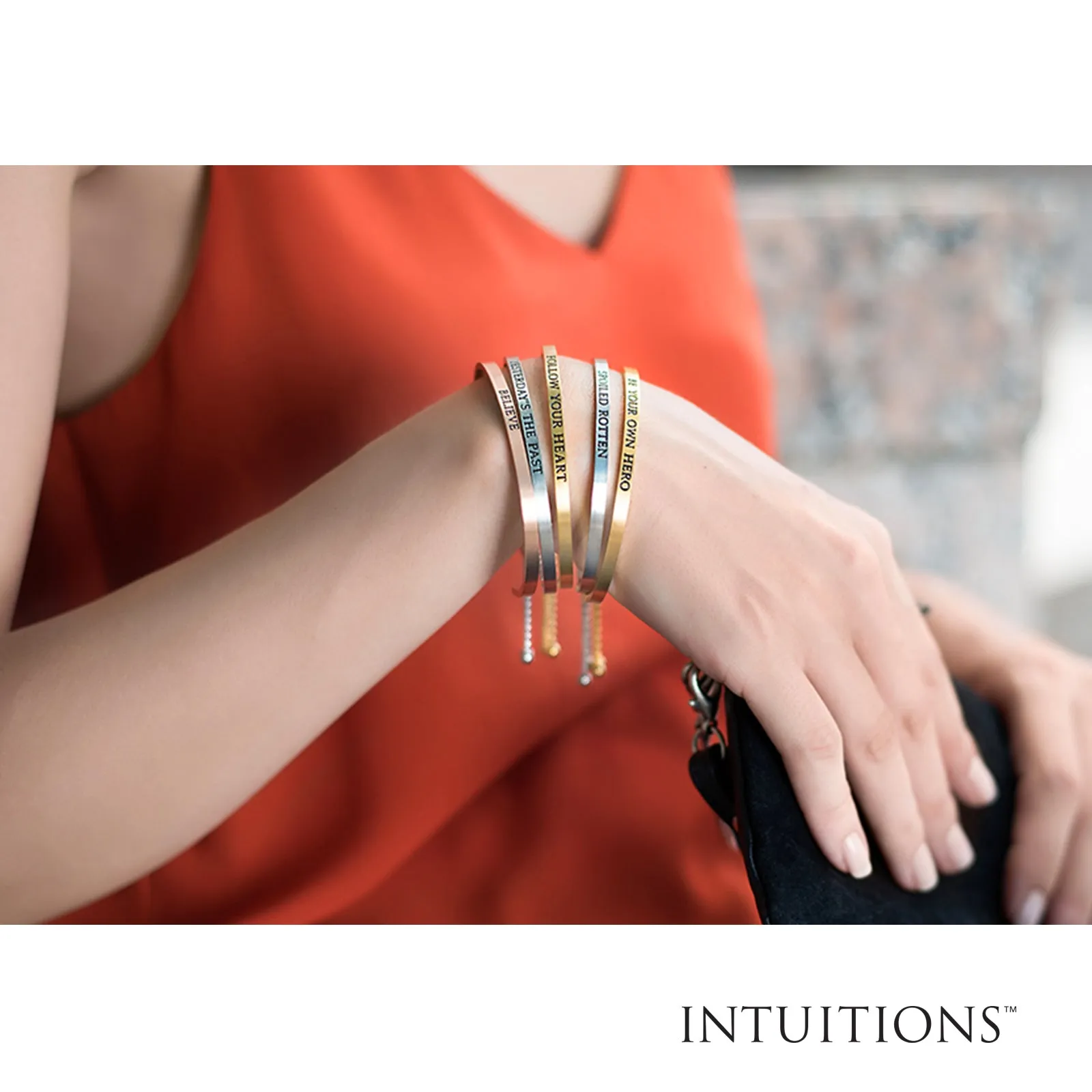 Intuitions Stainless Steel KEEP CALM AND CARRY ON Diamond Accent Adjustable Bracelet