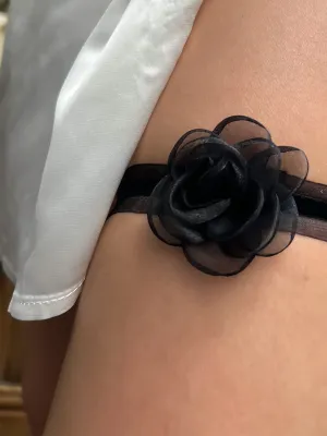 Lace Rose Black Garter