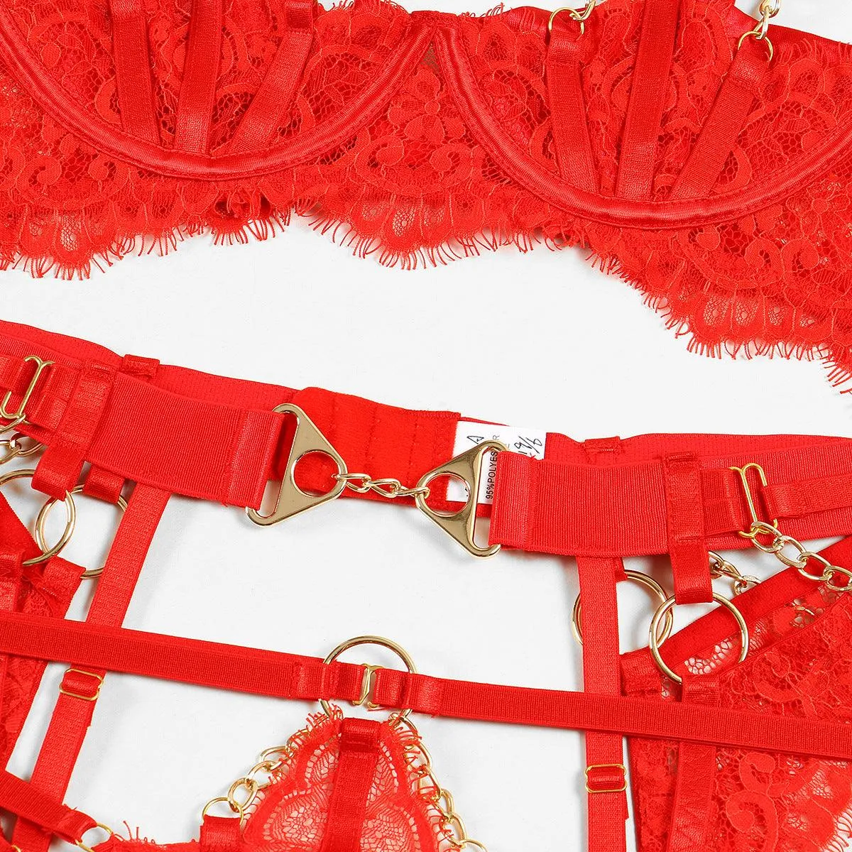 Lace Steel Ring Lingerie 5-Piece Set