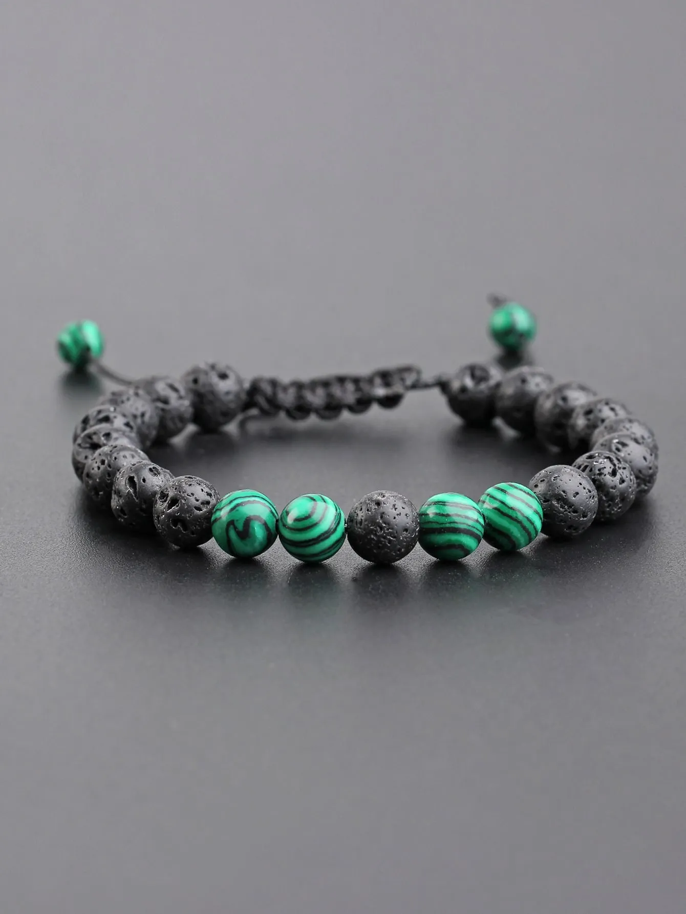 Lava Green Stone Beaded Bracelet Boho Crafted Creative Beads Design Bracelet