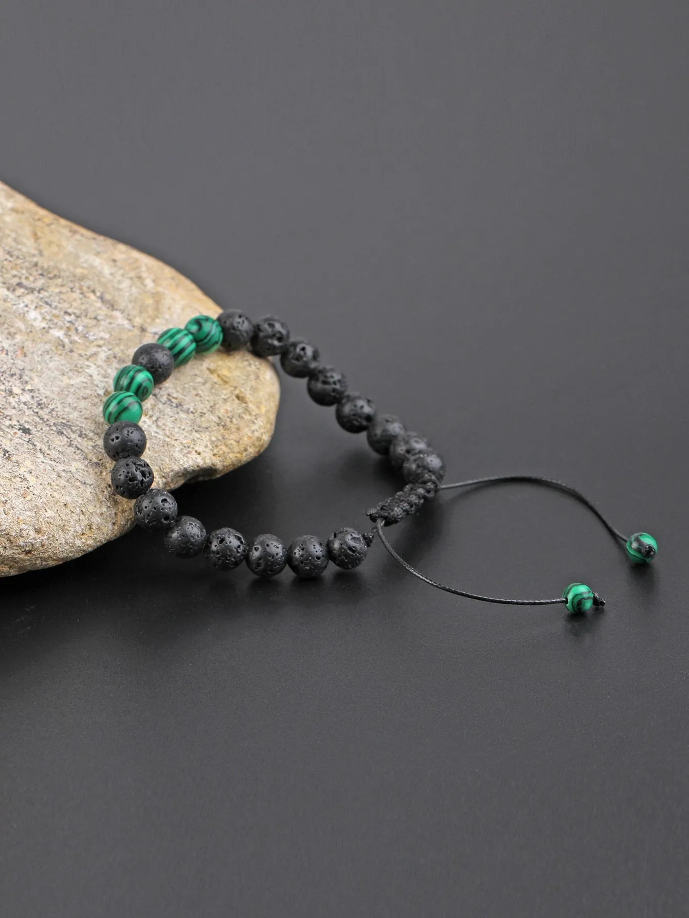 Lava Green Stone Beaded Bracelet Boho Crafted Creative Beads Design Bracelet