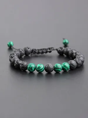 Lava Green Stone Beaded Bracelet Boho Crafted Creative Beads Design Bracelet