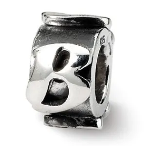 Letter B Message Charm Bead in Sterling Silver