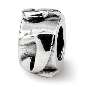 Letter J Message Charm Bead in Sterling Silver