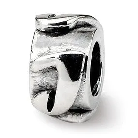 Letter J Message Charm Bead in Sterling Silver