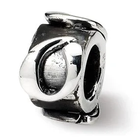 Letter O Message Charm Bead in Sterling Silver