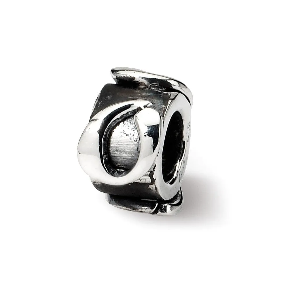 Letter O Message Charm Bead in Sterling Silver