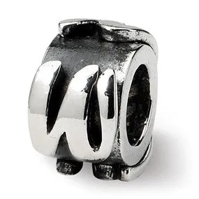Letter W Message Charm Bead in Sterling Silver