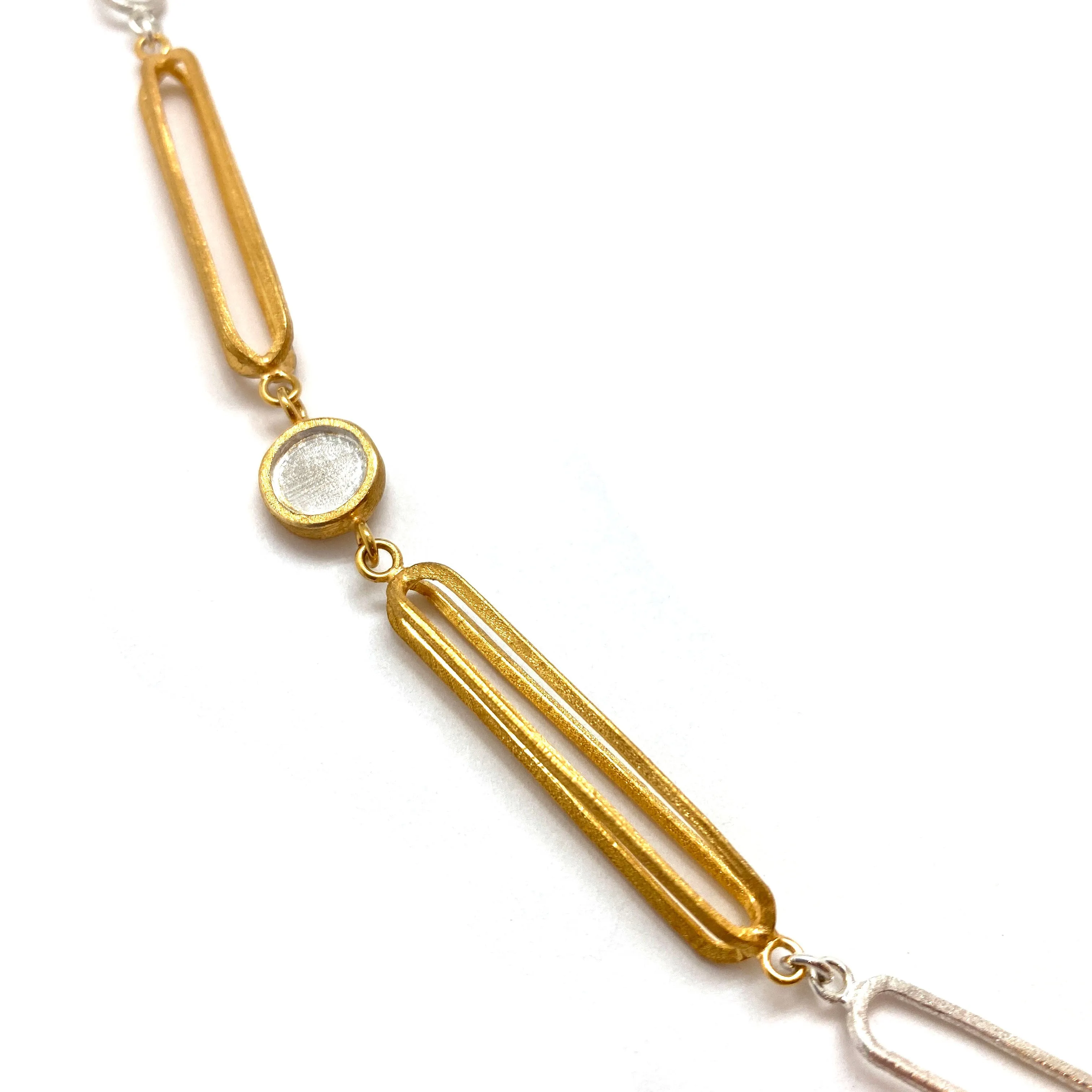 Long Silver and Gold 3D Link Necklace