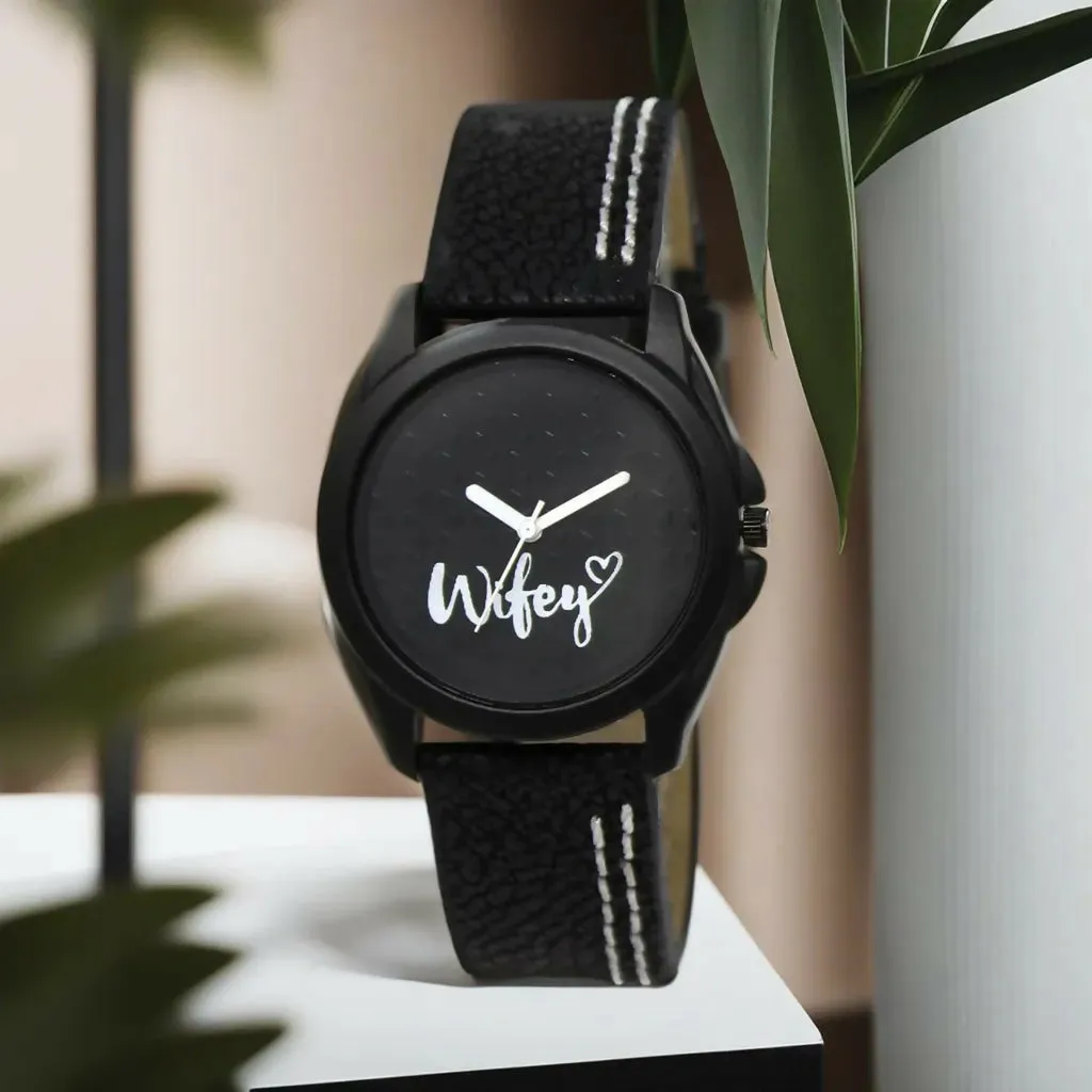 LOREM Black Wifey Analog Watch For Women LR234