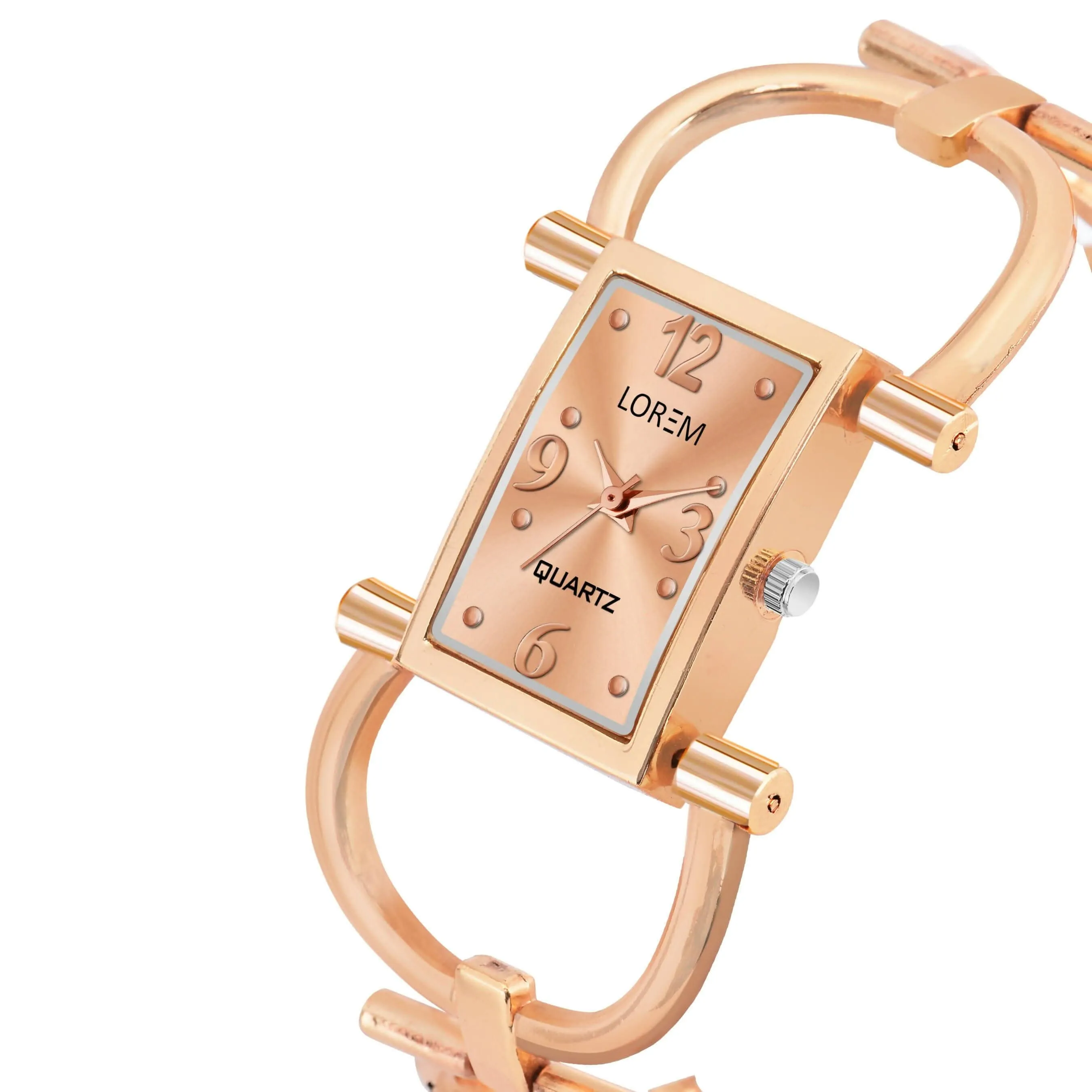 LOREM Rose Gold Trending Square Braclet Analog Watch For Women LR293