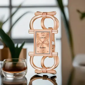 LOREM Rose Gold Trending Square Braclet Analog Watch For Women LR293