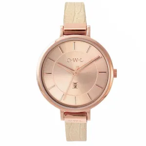 MAYFAIR LADIES MID-SIZE WATCH WITH ROSE-GOLD CASE & SHIMMER- PINK LEATHER STRAP
