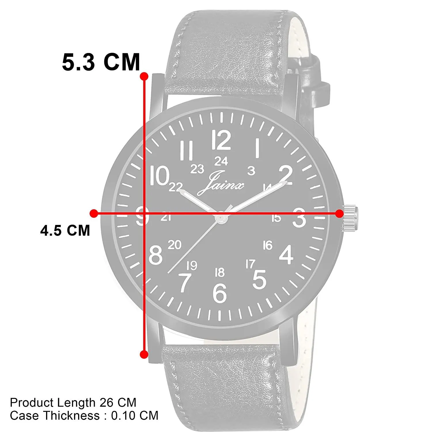 Men's Black Dial Leather Strap Analog Watch - JM7145