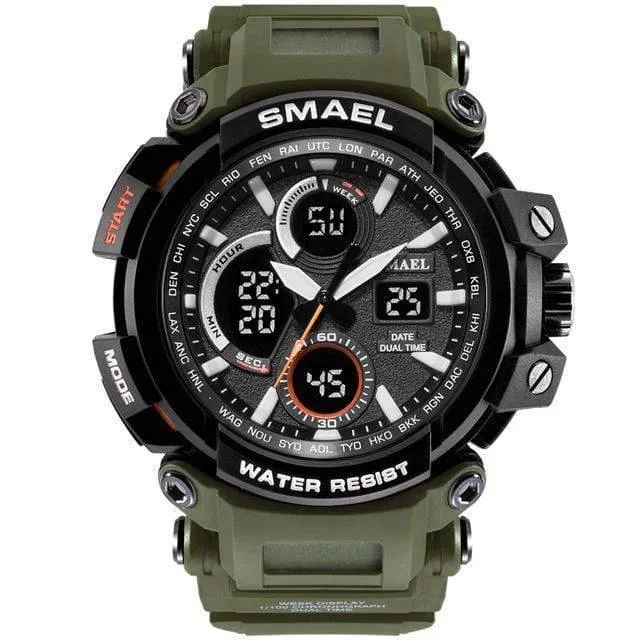 Men's Dual Time Camo Military Watch - Tactical Durable Wristwatch