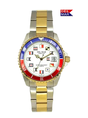 Men's Long Life Nautical Blue & Red Bezel Watch #50258