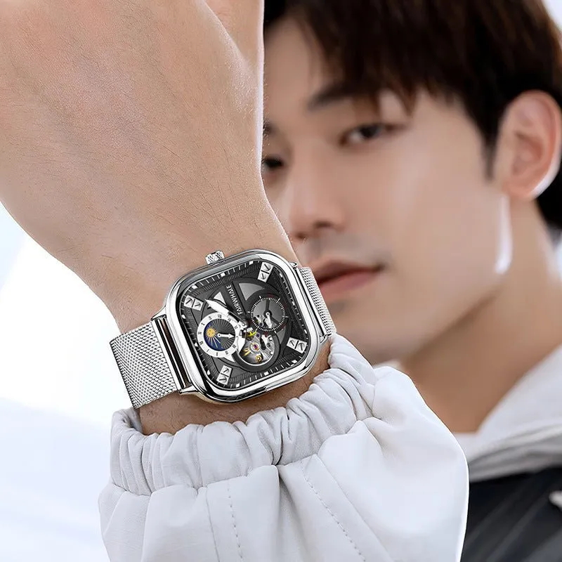 Men's Three Subdials Automatic Mechanical Watch